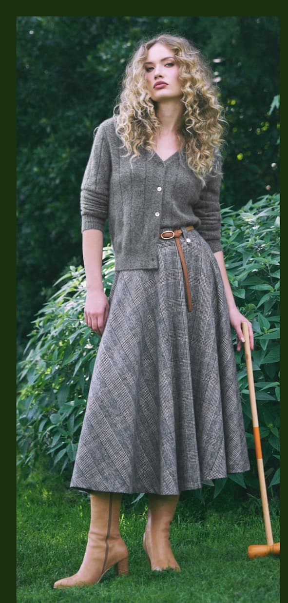Shop The Check Full Skirt - Black Neutral Check