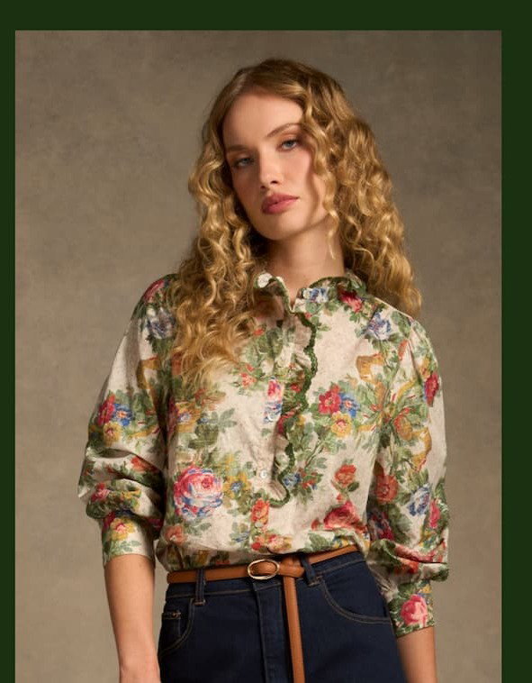 Shop The Ruffle Detail Shirt – Chateaux Print