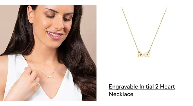 Engravable Initial 2 Heart Necklace
