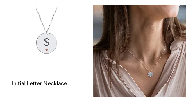 Birthstone Initial Disc Pendant