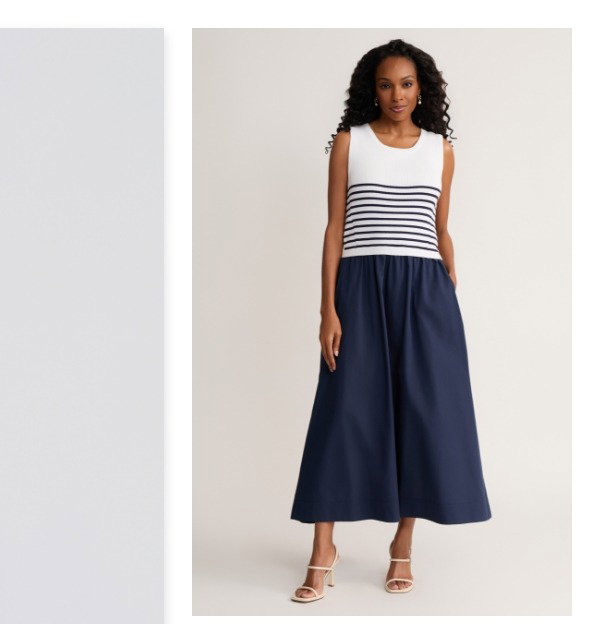 Mixed Media Striped Tank Maxi Dress