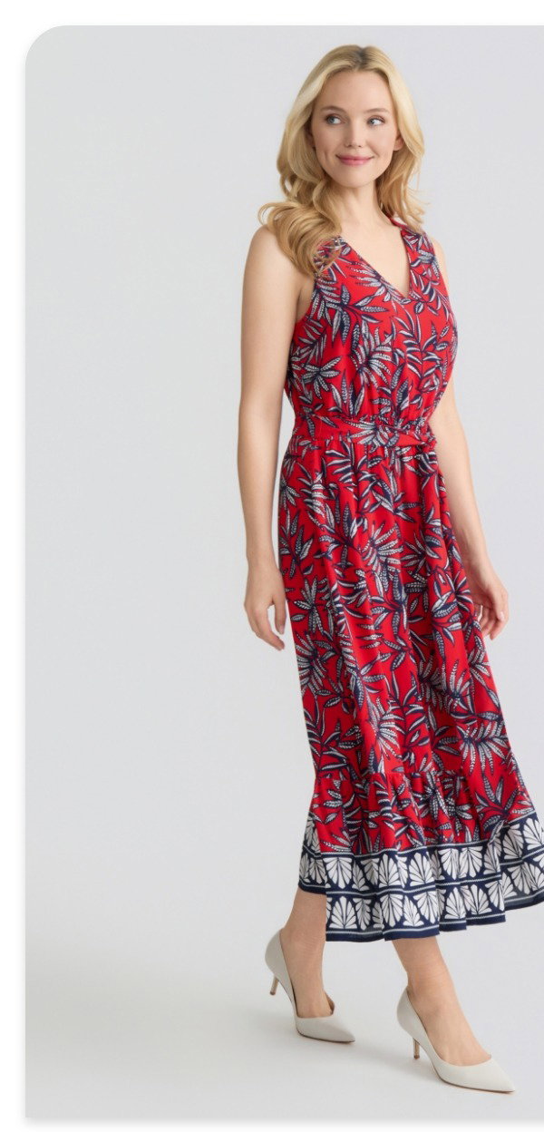 Smocked Waist Tiered Maxi Dress, Printed Crepe