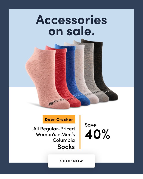 Door Crasher All Regular-Priced Women's + Men's Columbia Socks Save 40%