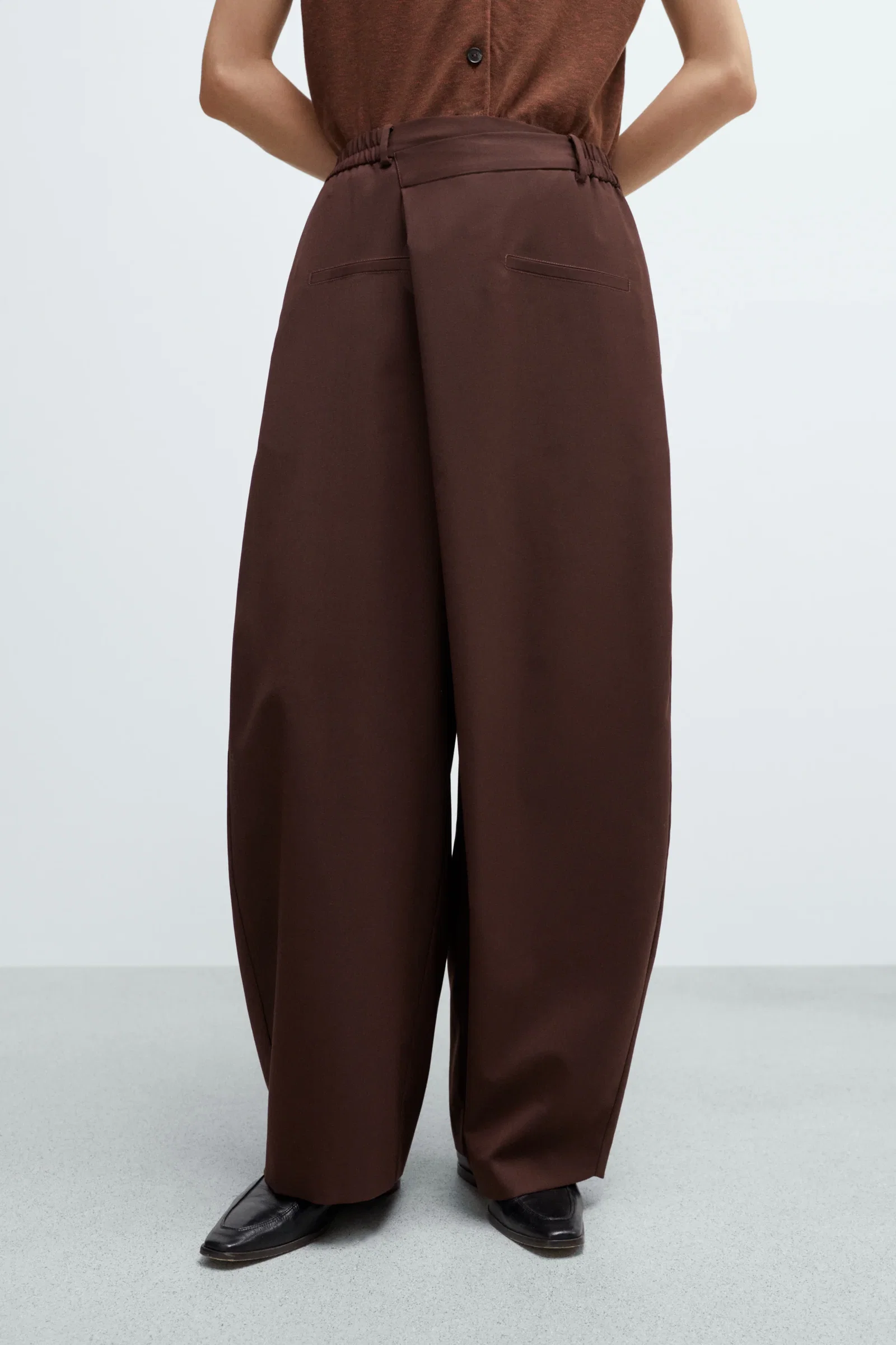Image of Tailored Crossover Pants - Burgundy