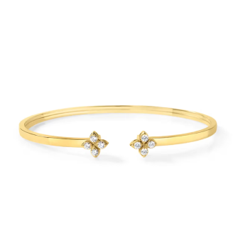 Roberto Coin 18K Yellow Gold Love In Verona Diamond Flower Cuff Bangle