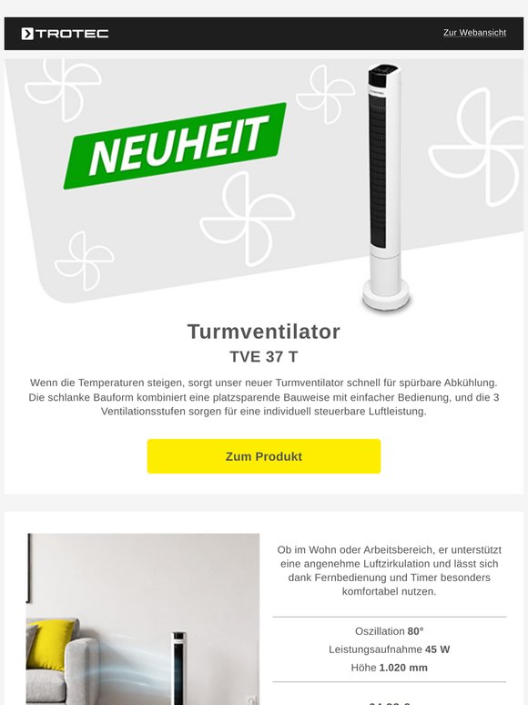 🔔 Neuheit: Turmventilator TVE 37 T