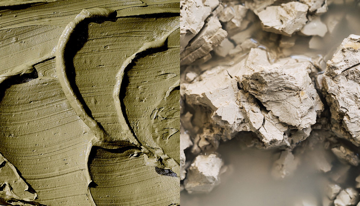 Ingredient texture shots of mud and clay