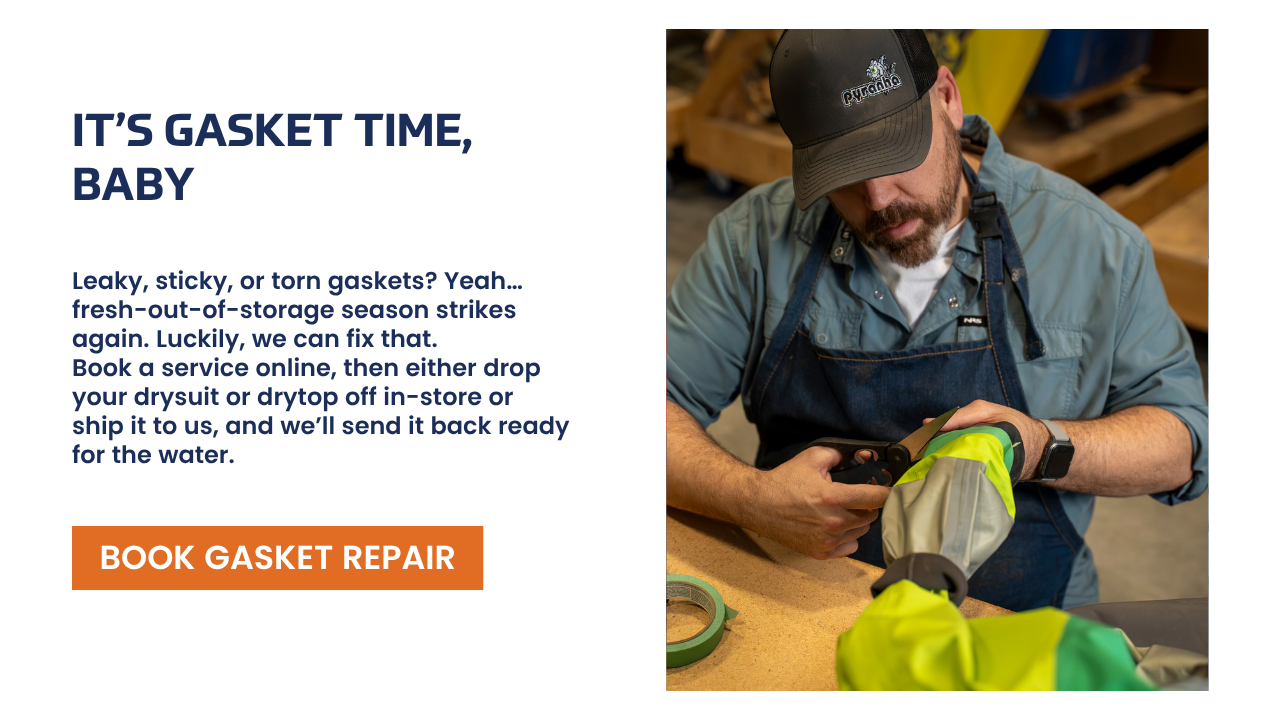 Book drysuit gasket repair or replacement