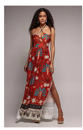 Printed Tie Back Maxi - Orange by Goddiva