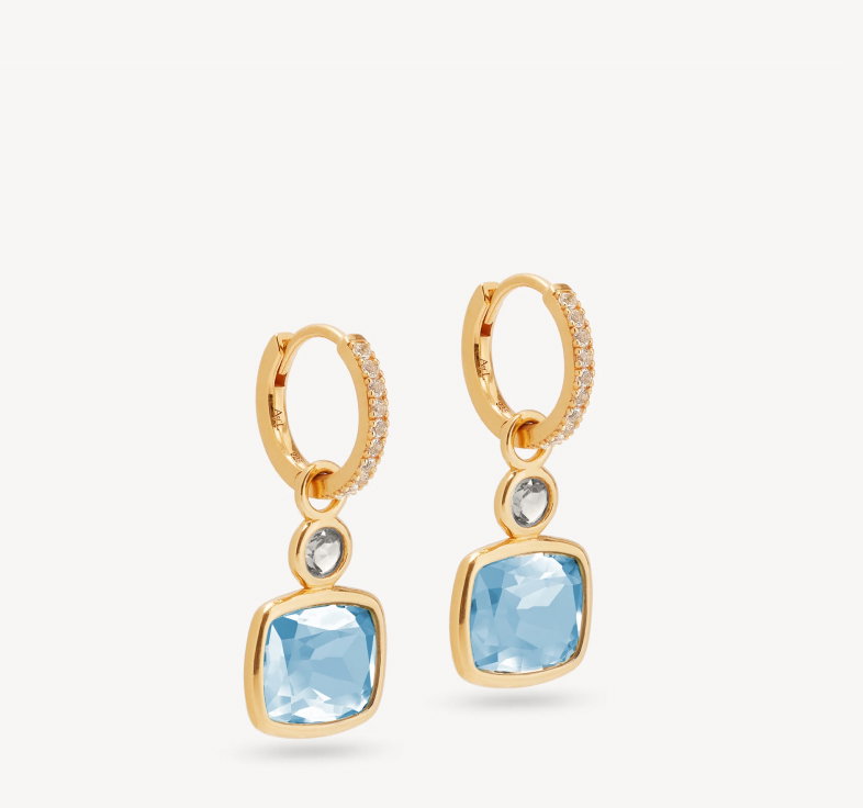 Duo Gemstone Charm Hoop Earrings