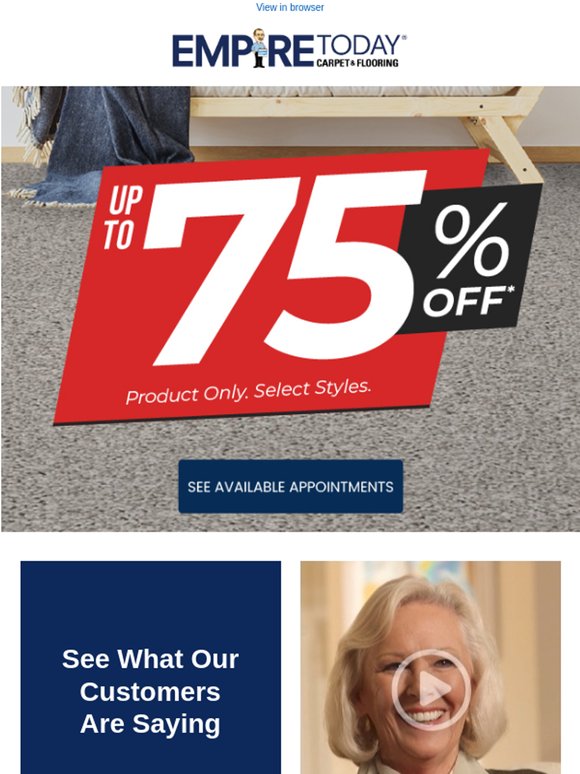 Valued Customer, Act Now - Up To 75% Off* Carpet & Flooring