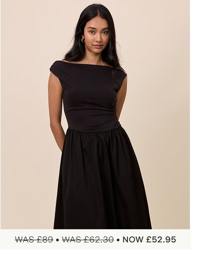 Black Draped Off Shoulder Beth Midi Dress