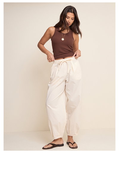 Cream Balloon Leg Trousers