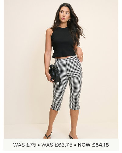 Black and White Gingham Capri Trousers