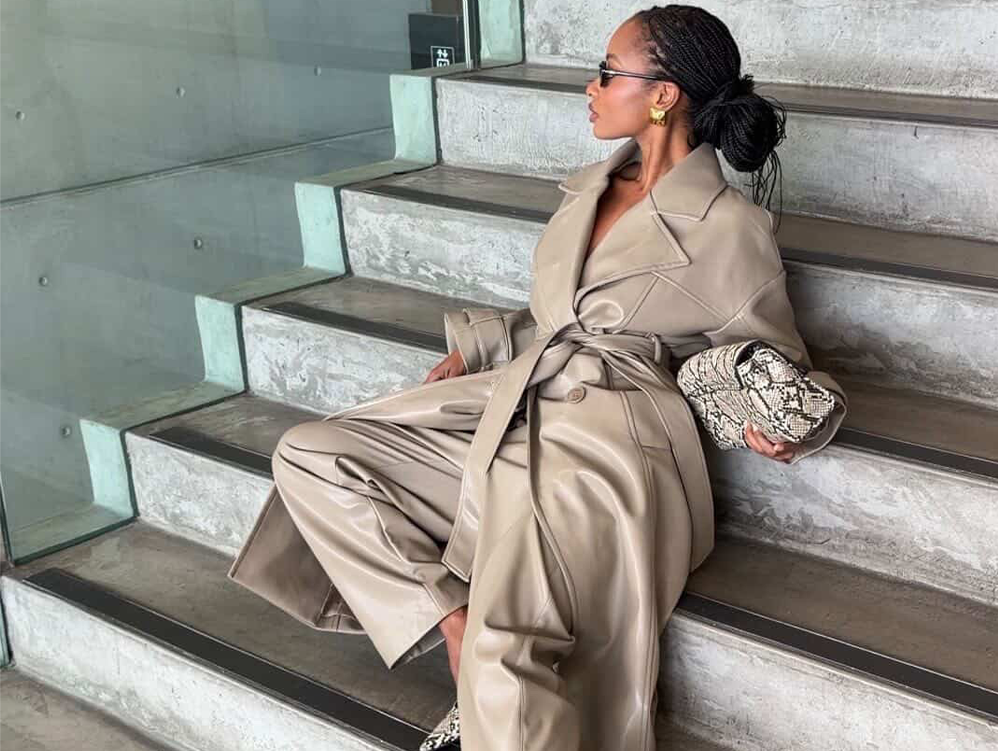 Vegan leather trench
