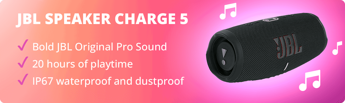 Prize includes a JBL Charge 5 Speaker, complete survey to have the chance to win it ! 