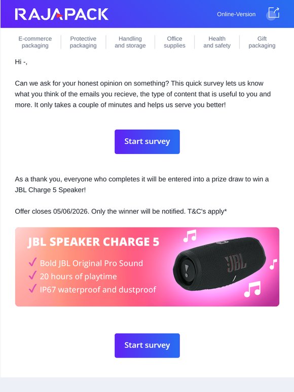 How are we doing? Win a JBL Speaker