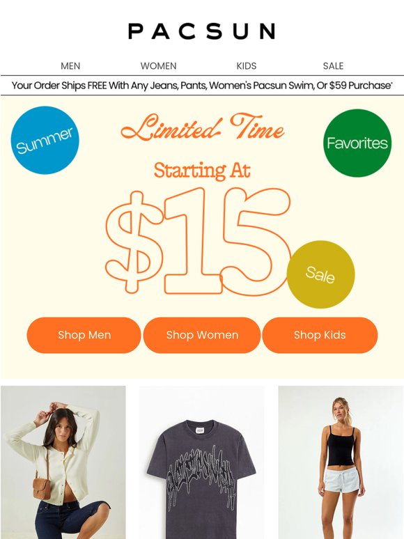Your faves = starting at $15 rn