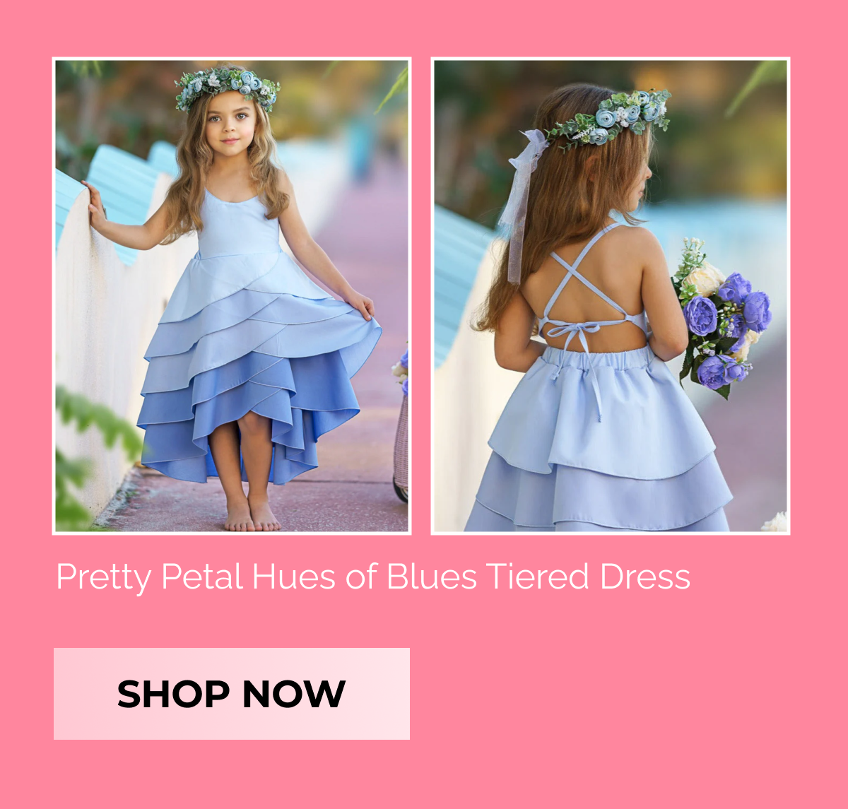 Pretty Petal Hues of Blues Tiered Dress