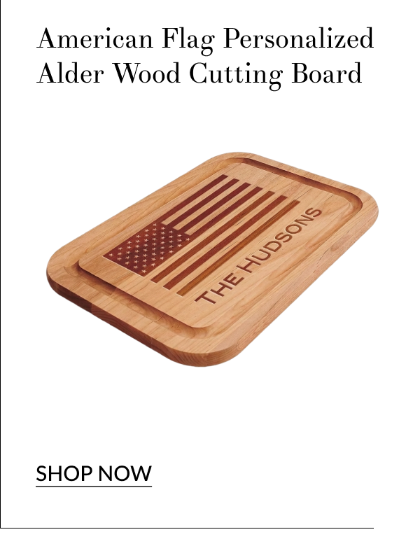 American Flag Personalized Alder Wood Cutting Board