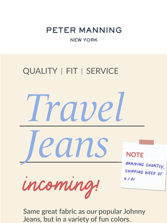 NEW Travel Jeans en route!