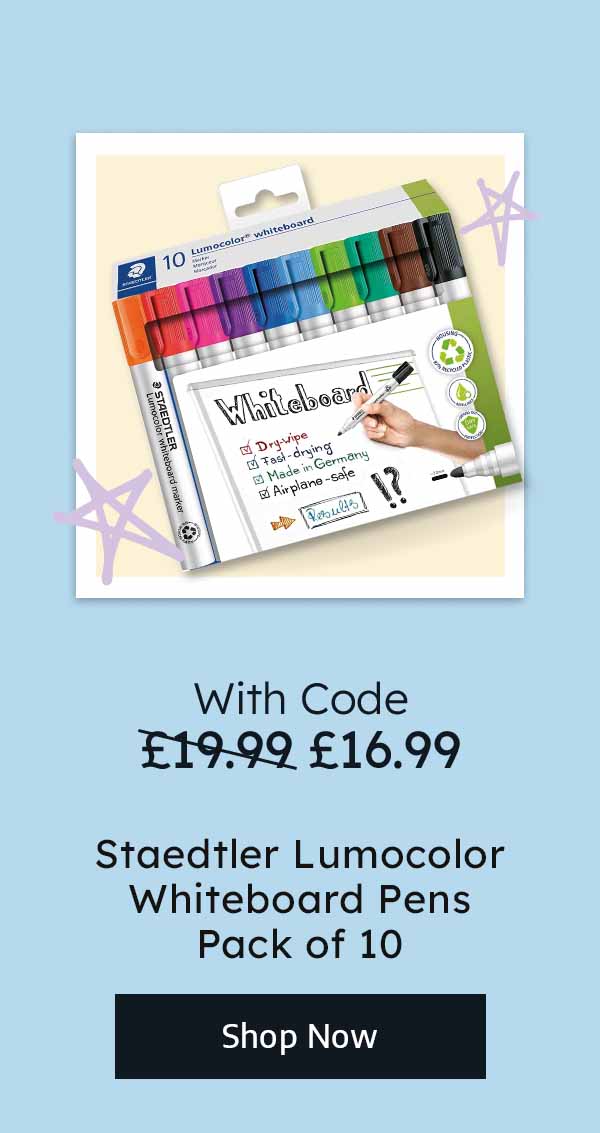 Staedtler Lumocolor Whiteboard Pens - Pack of 10 - With Code £16.99, Without Code £19.99