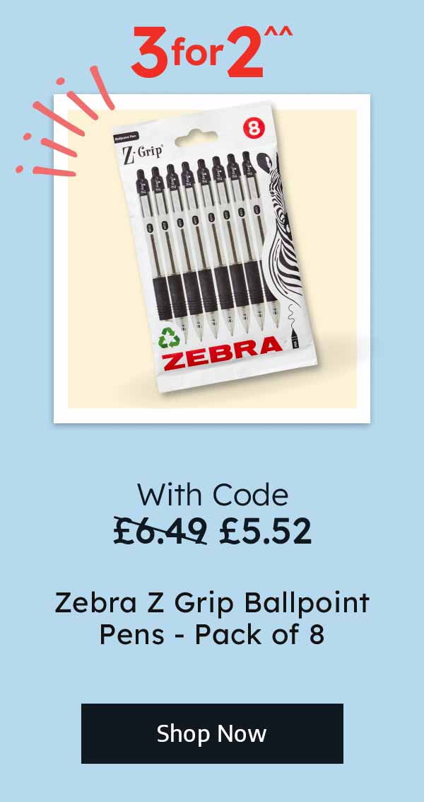 Zebra Z Grip Ballpoint Pens - Pack of 8 - With Code £5.52, Without Code £6.49 - 3 for 2^^