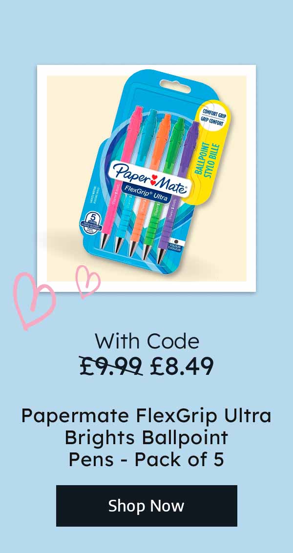 Papermate FlexGrip Ultra Brights Ballpoint Pens - Pack of 5 - With Code £8.49, Without Code £9.99