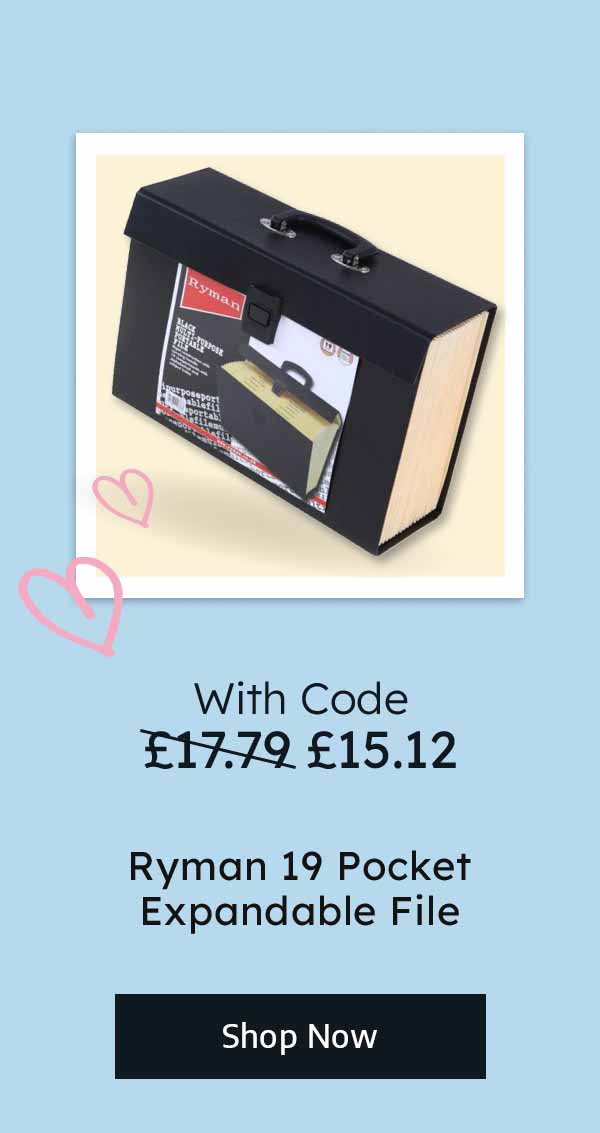 Ryman 19 Pocket Expandable File - With Code £15.12, Without Code: £17.79
