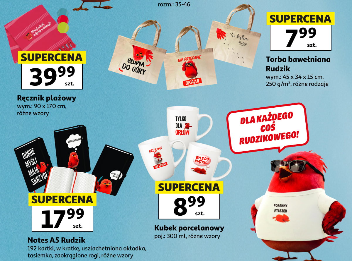 Akcesoria: ręcznik plażowy, torby, kubki, notesy