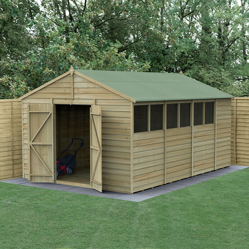 Image of 15' x 10' Forest 4Life Overlap Double Door Apex Wooden Shed
