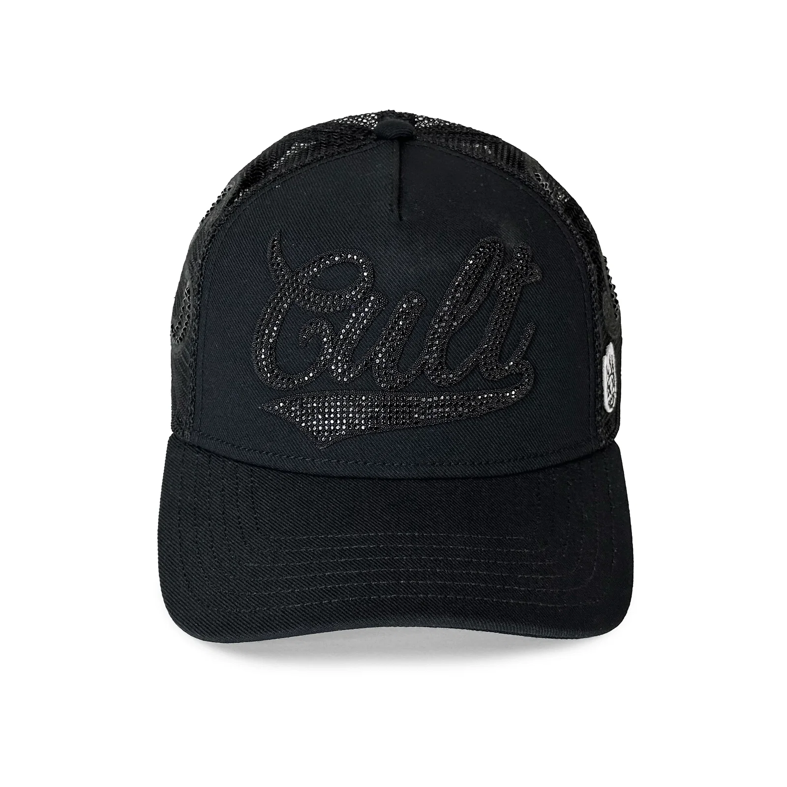 Image of Cult's Crystal Paisley Shimuchan Logo Mesh Back Trucker Hat in Black