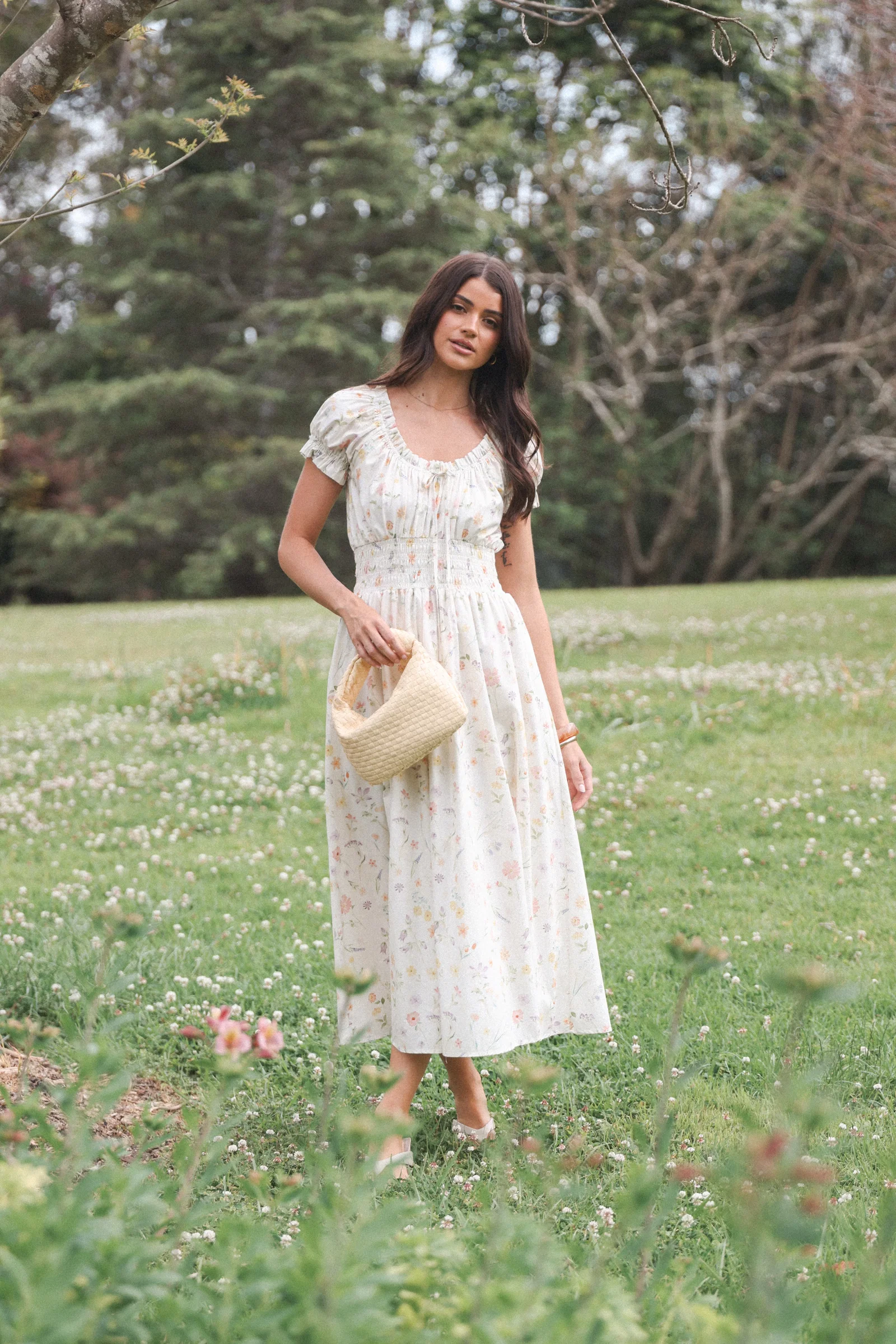 Image of Katana Puff Sleeve Midi Dress - Floral
