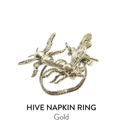 Hive Napkin Ring in Gold, Set of 4 in a Gift Box