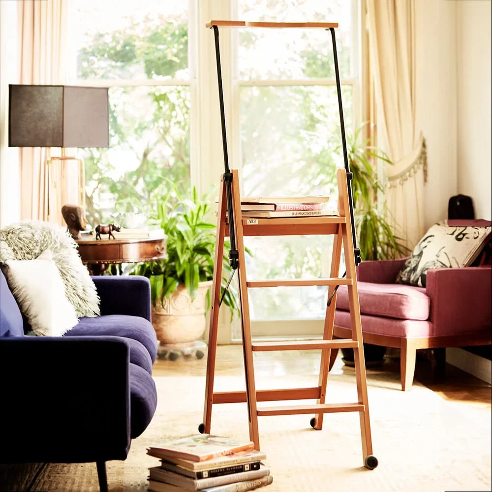 Image of Premium Italian Beechwood Extendable Rolling Ladder