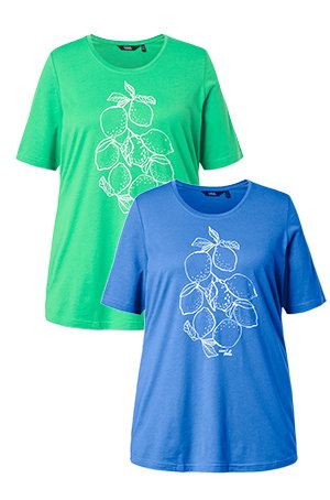 Camiseta, limones, forma en A, cuello redondo, media manga, mezcla de modal