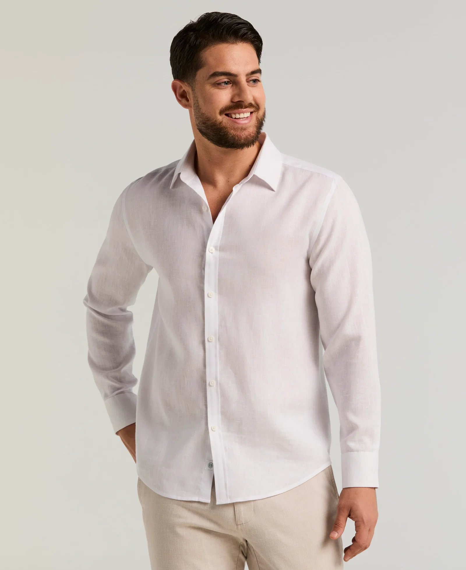 Image of Travelselect™ Linen-Blend Rolled Sleeve Shirt