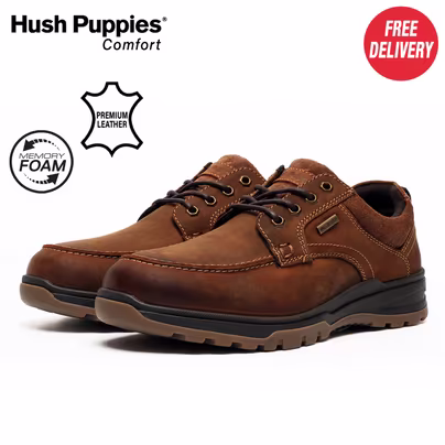 Hush Puppies Percy Mens Waterproof Leather Shoes w/ code