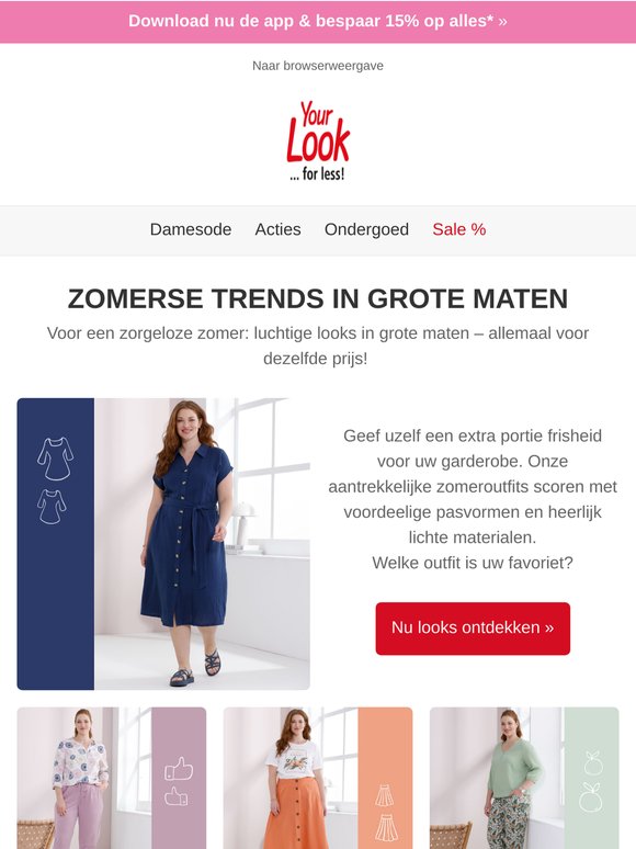 📱 Alleen in de app: -15% | Zomeroutfits in grote maten 🌼