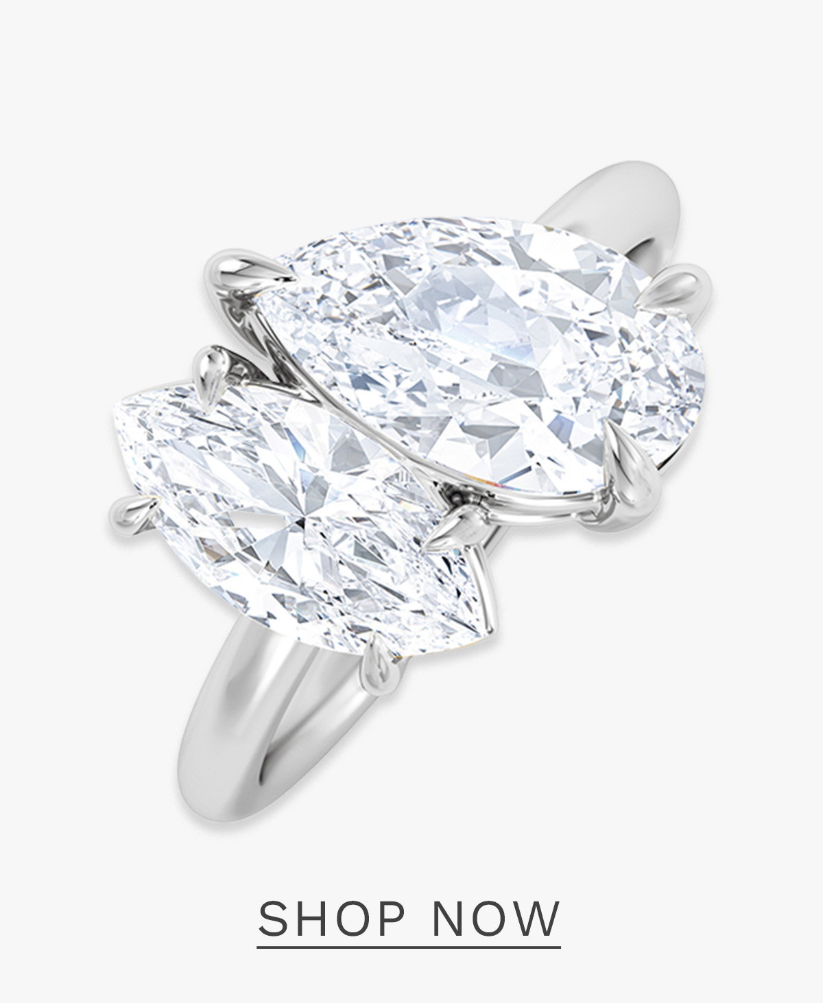 Toi Et Moi 3.00ct Pear and Marquise Cut Lab Diamond Engagement Ring in Platinum