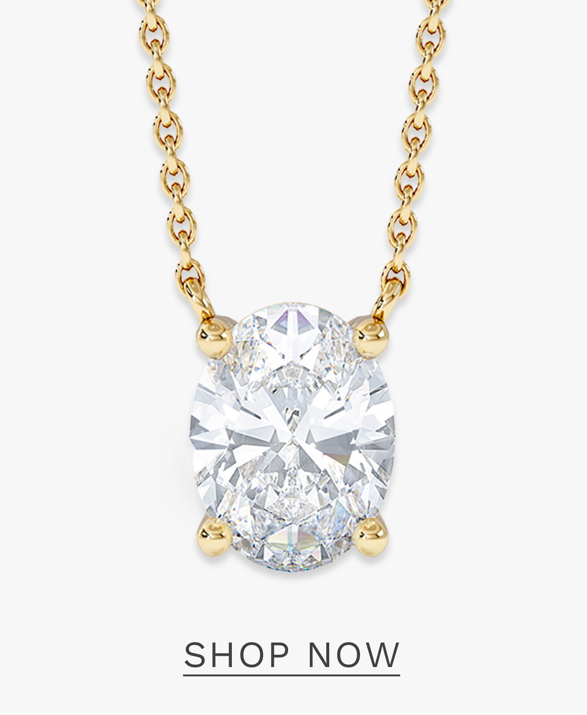 Wanderlust Floating Oval Cut Lab Diamond Solitaire Necklace 1.50ct H/SI in 9K Gold