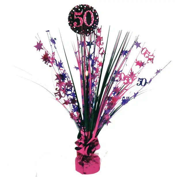 Image of Pink Age 50 Foil Table Centrepiece - 46cm