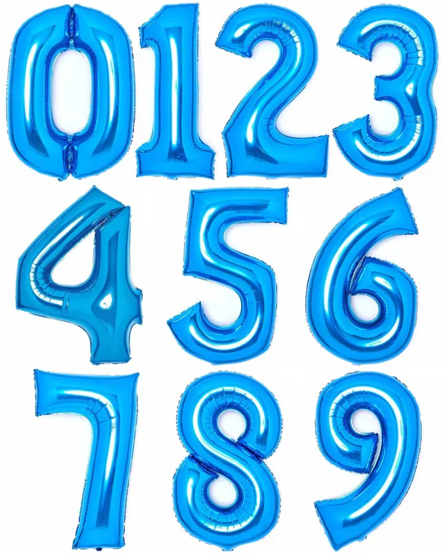 Image of Blue Foil Number Balloons - 34