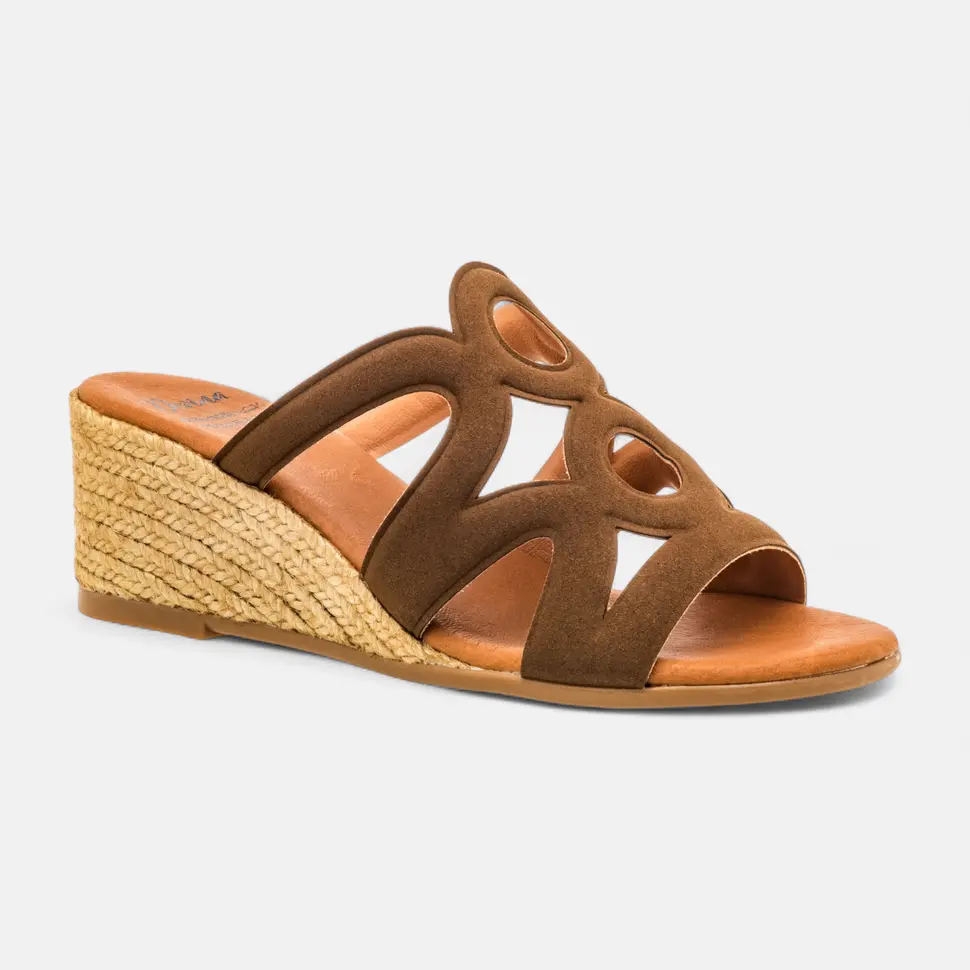 Mules à talon compensé Femme marron