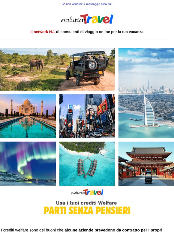 Usa i tuoi crediti Welfare per prenotare un viaggio da sogno!