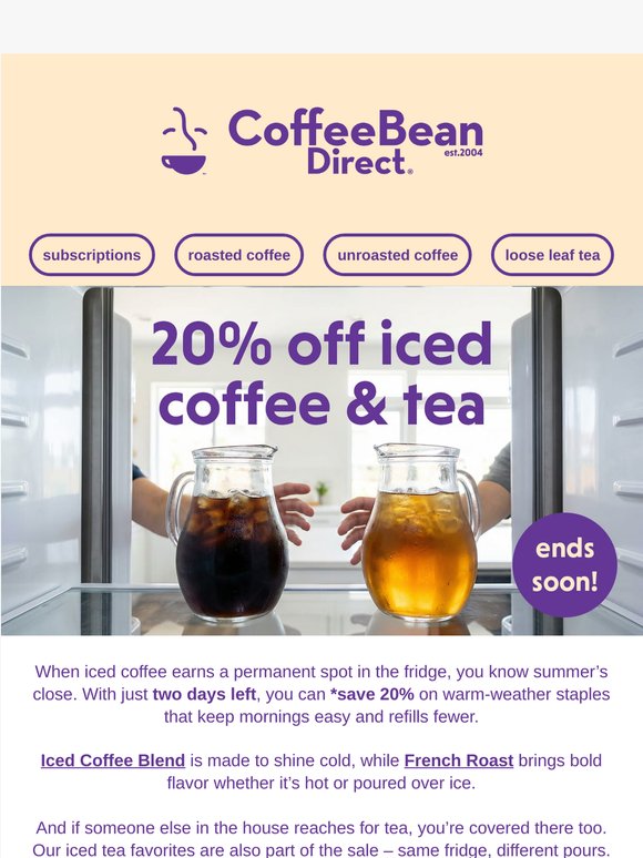 2 Days Left: 20% Off Cold Coffee Picks ❄️