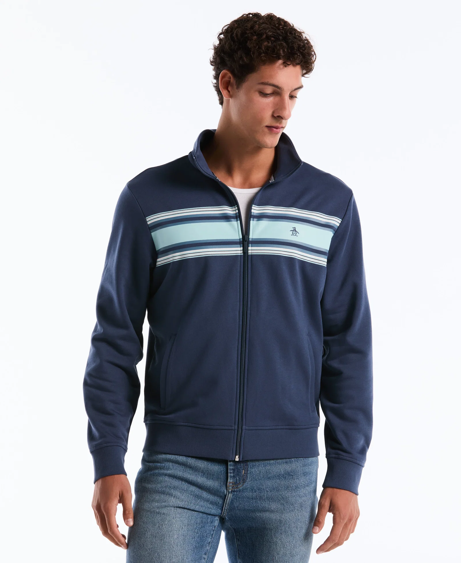 Image of Chest Striped Fleece Track Jacket