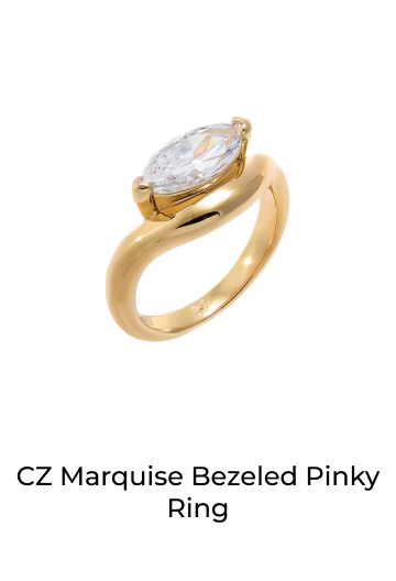 CZ Marquise Bezeled Pinky Ring