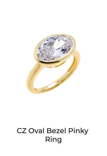 CZ Oval Bezel Pinky Ring
