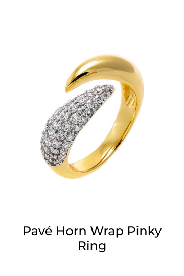 Pave Horn Wrap Pinky Ring